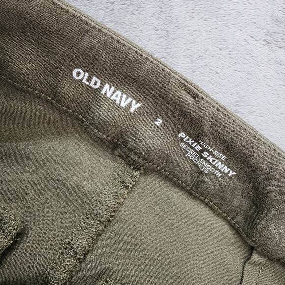 Old Navy Pants Womens 2 Green High Rise Pixie Skinny Ankle Stretch Office Career - Picture 5 of 12